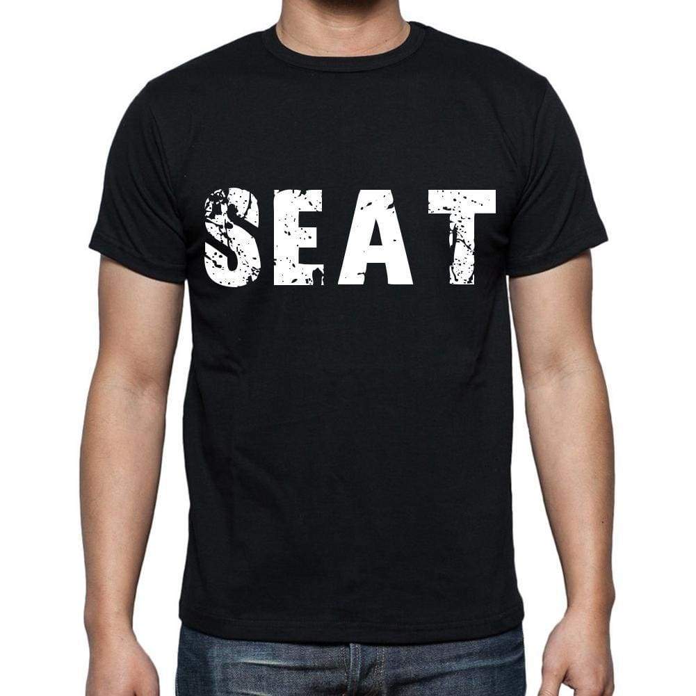 Seat White Letters Mens Short Sleeve Round Neck T-Shirt 00007