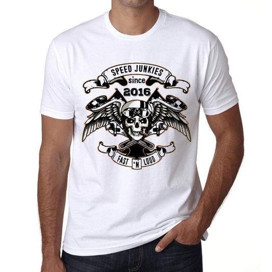 Speed Junkies Since 2016 Mens T-Shirt White Birthday Gift 00461 - White / Xs - Casual