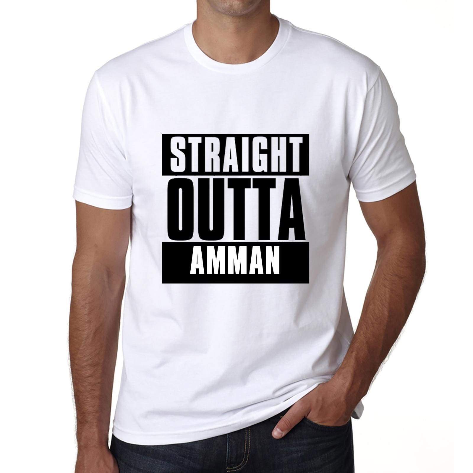 Straight Outta Amman Mens Short Sleeve Round Neck T-Shirt 00027 - White / S - Casual
