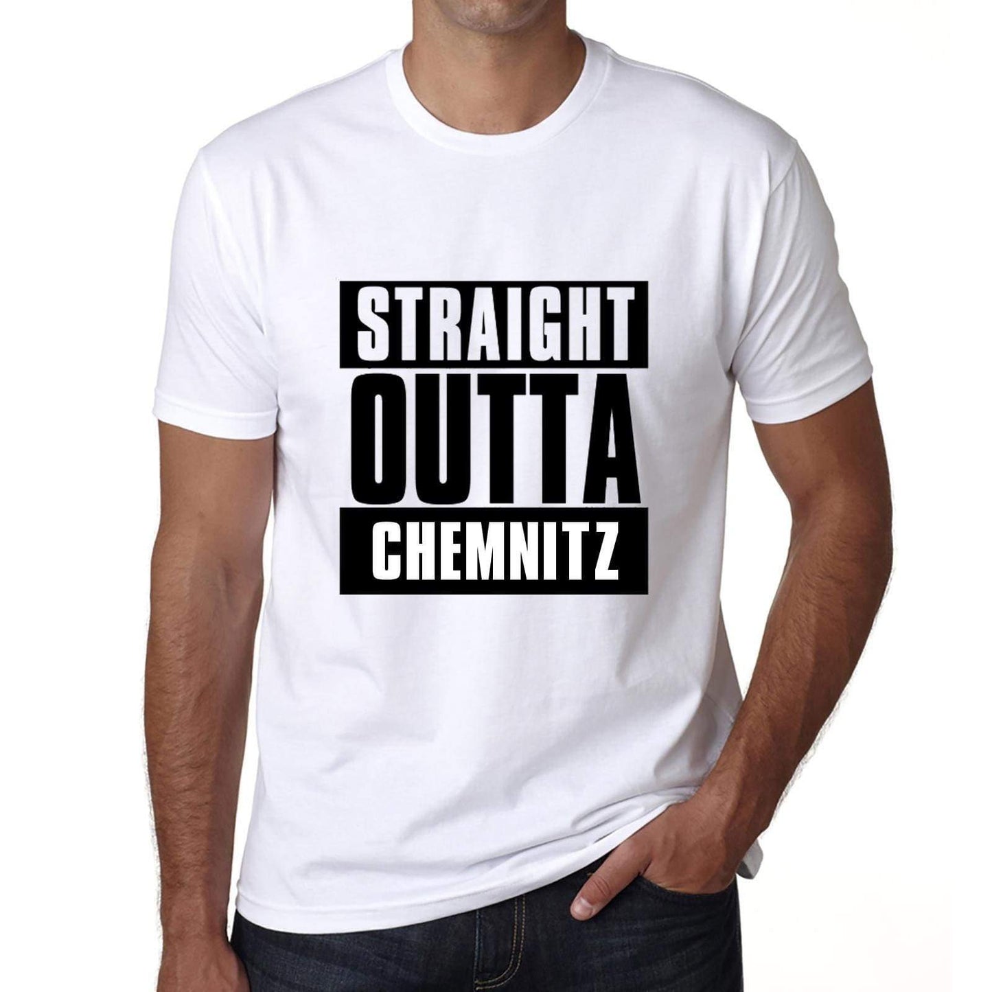 Straight Outta Chemnitz Mens Short Sleeve Round Neck T-Shirt 00027 - White / S - Casual