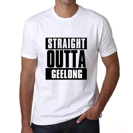 Straight Outta Geelong Mens Short Sleeve Round Neck T-Shirt 00027 - White / S - Casual