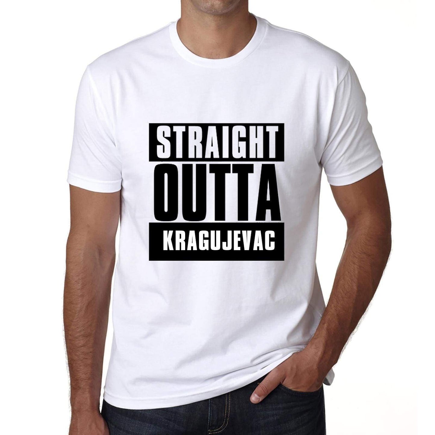 Straight Outta Kragujevac Mens Short Sleeve Round Neck T-Shirt 00027 - White / S - Casual