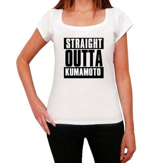 Straight Outta Kumamoto Womens Short Sleeve Round Neck T-Shirt 00026 - White / Xs - Casual