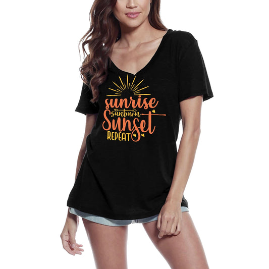 ULTRABASIC Women's T-Shirt Sunrise Sunburn Sunset Repeat - Short Sleeve Tee Shirt Gift Tops