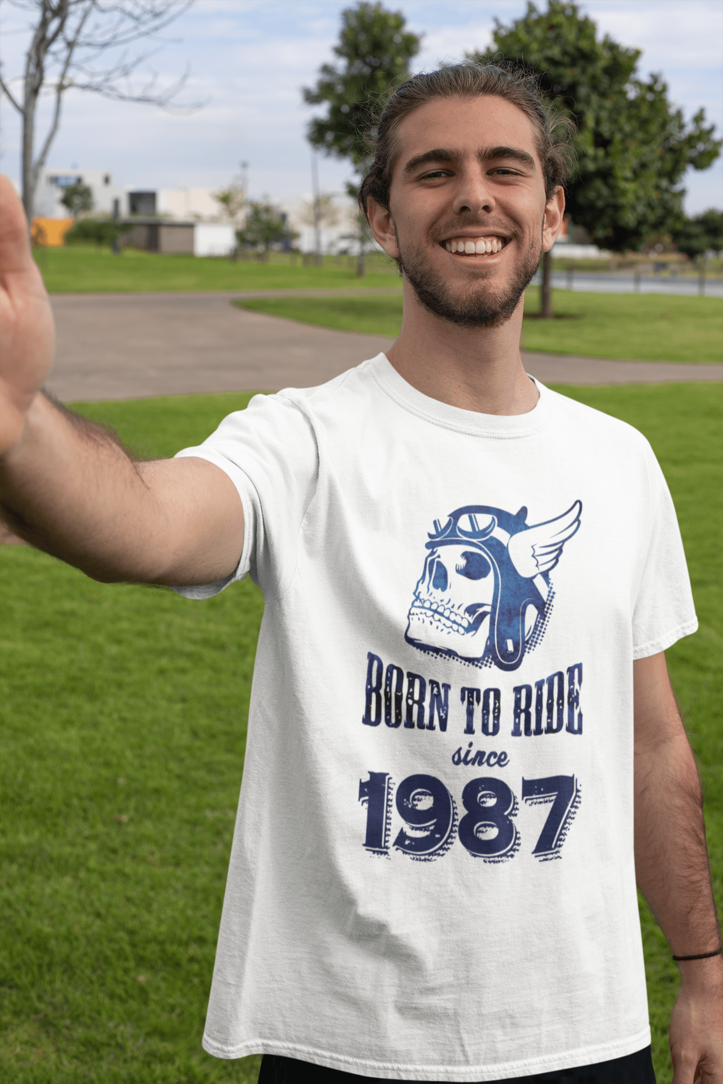 1987, Born to Ride Since 1987 Men's T-shirt White Birthday Gift 00494