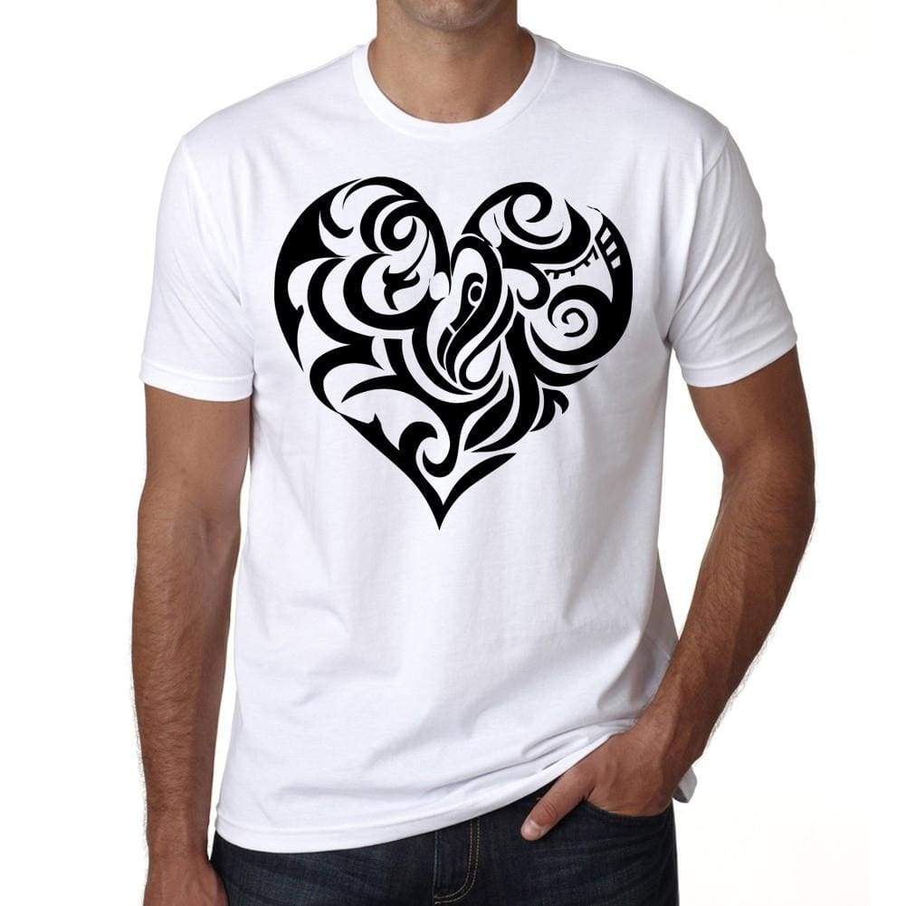 Tribal Hearts Tattoo Mens White Tee 100% Cotton 00162