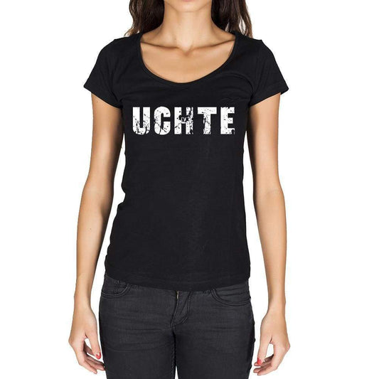 Uchte German Cities Black Womens Short Sleeve Round Neck T-Shirt 00002 - Casual