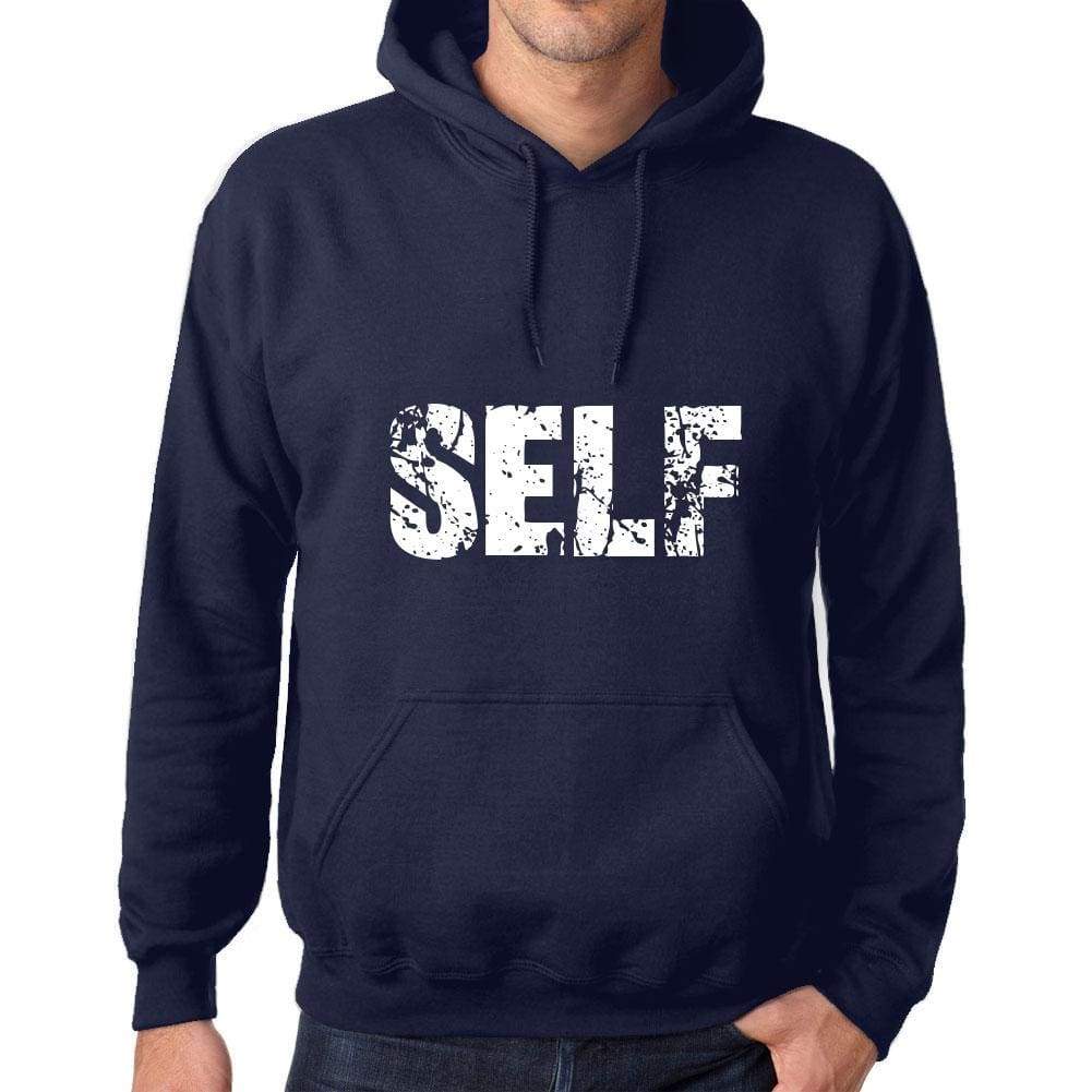 Unisex Printed Graphic Cotton Hoodie Popular Words Self French Navy - French Navy / Xs / Cotton - Hoodies