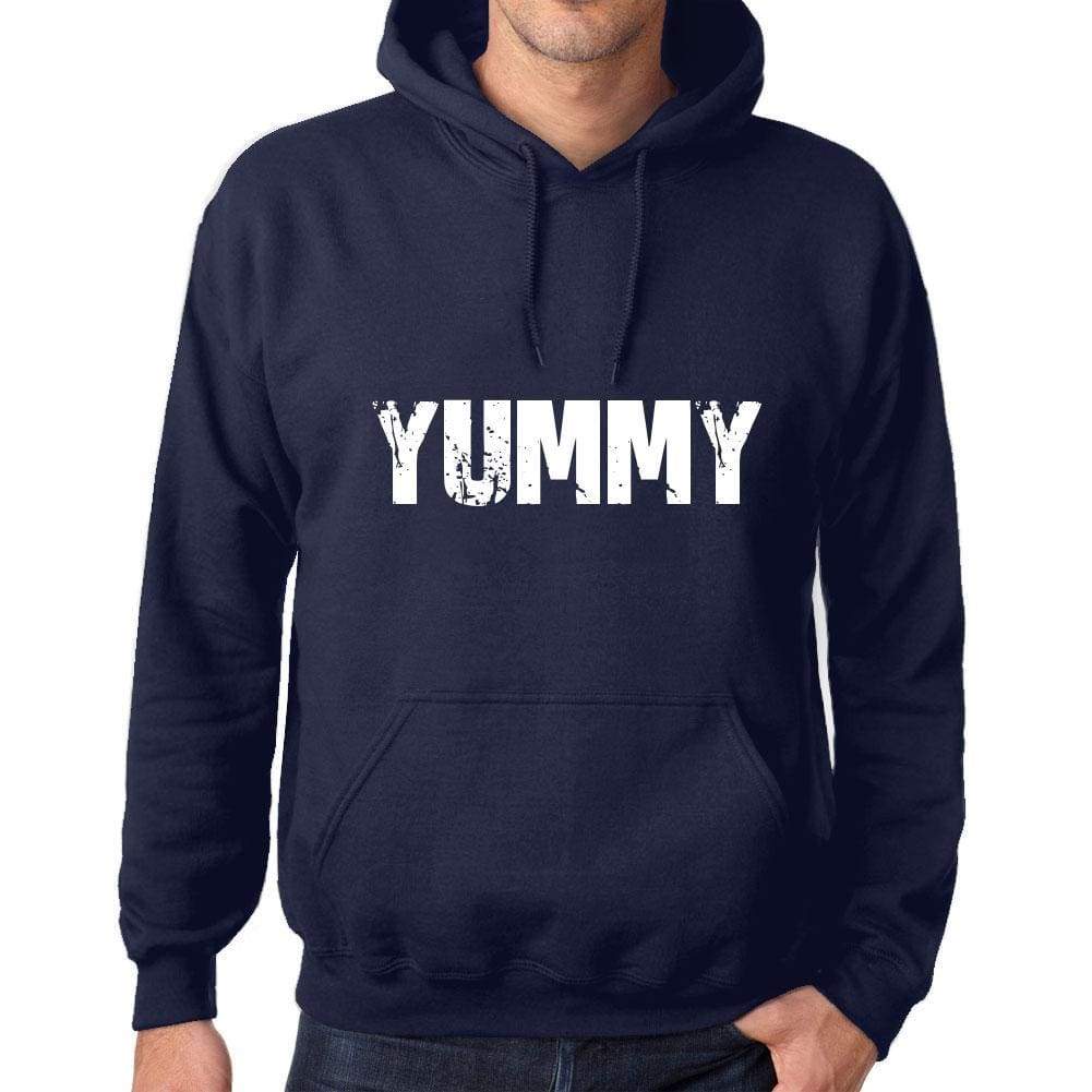 Unisex Printed Graphic Cotton Hoodie Popular Words Yummy French Navy - French Navy / Xs / Cotton - Hoodies