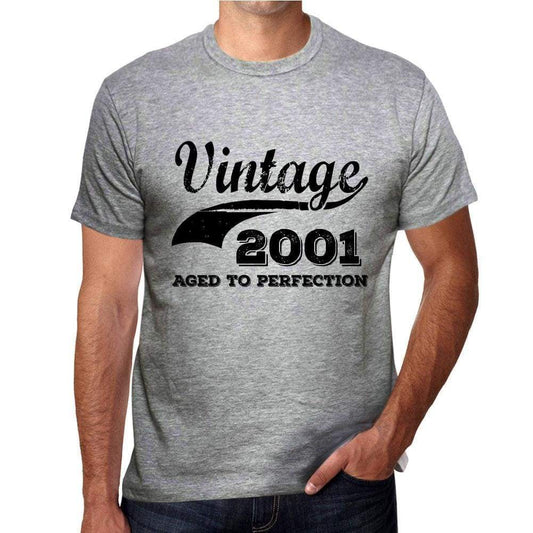 Vintage Aged To Perfection 2001 Grey Mens Short Sleeve Round Neck T-Shirt Gift T-Shirt 00346 - Grey / S - Casual