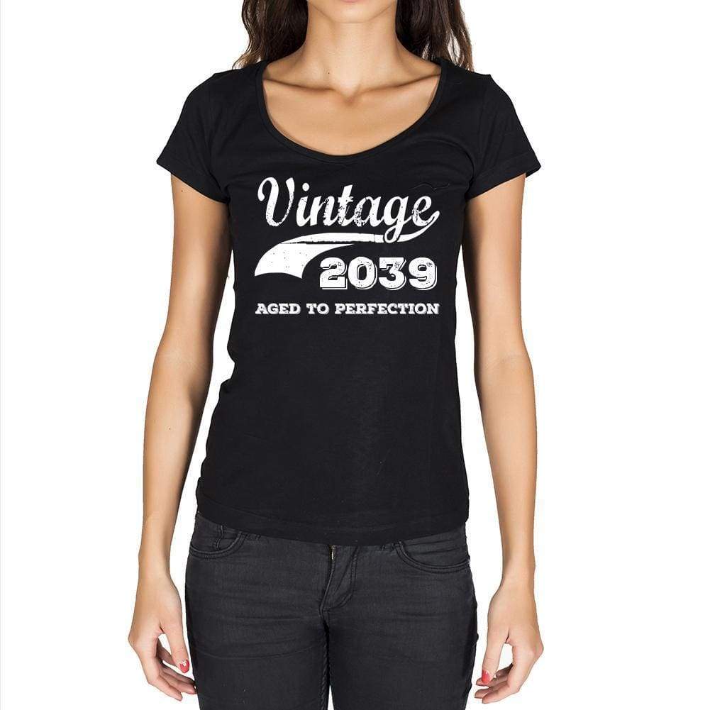 Vintage Aged To Perfection 2039 Black Womens Short Sleeve Round Neck T-Shirt Gift T-Shirt 00345 - Black / Xs - Casual