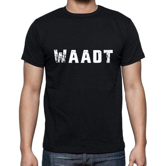 Waadt Mens Short Sleeve Round Neck T-Shirt 5 Letters Black Word 00006 - Casual