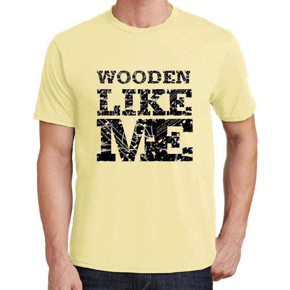 Wooden Like Me Yellow Mens Short Sleeve Round Neck T-Shirt 00294 - Yellow / S - Casual